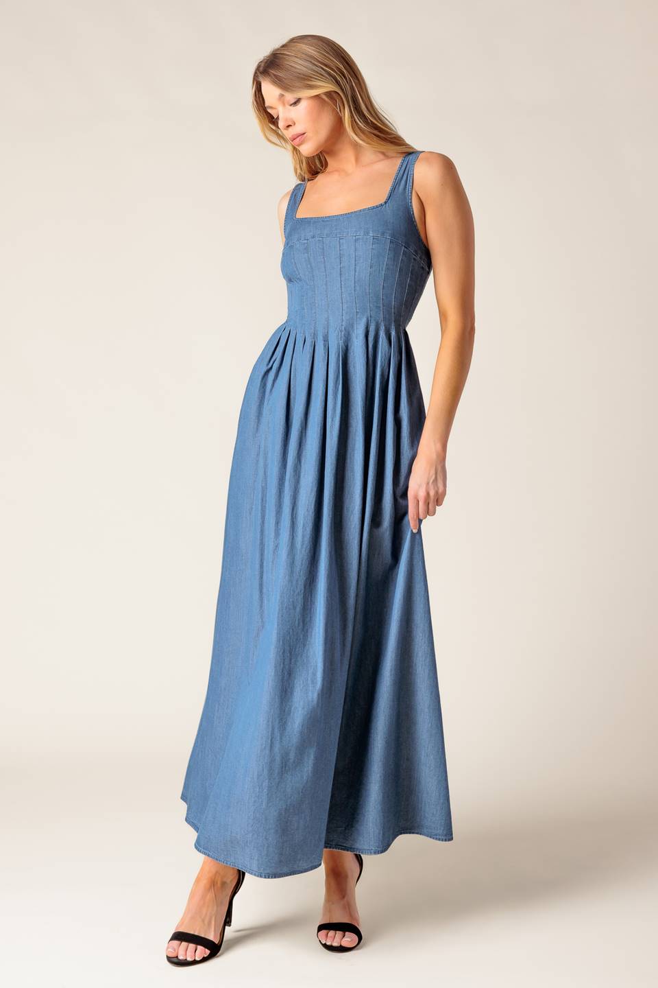 PASSIFLORA INDIGO DENIM MIDI DRESS Flying Tomato